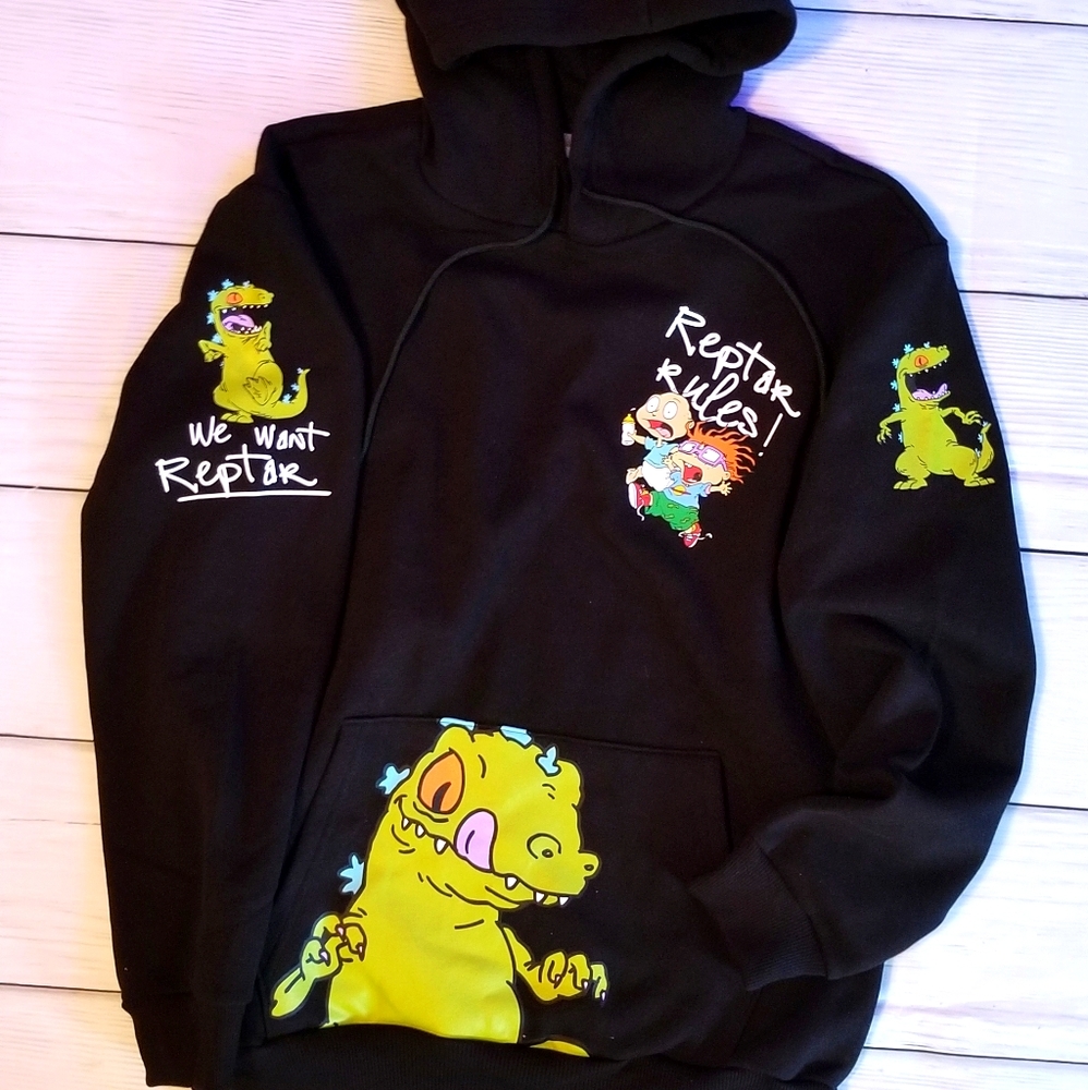 Rare Rugrats Reptar Black Hoodie Medium